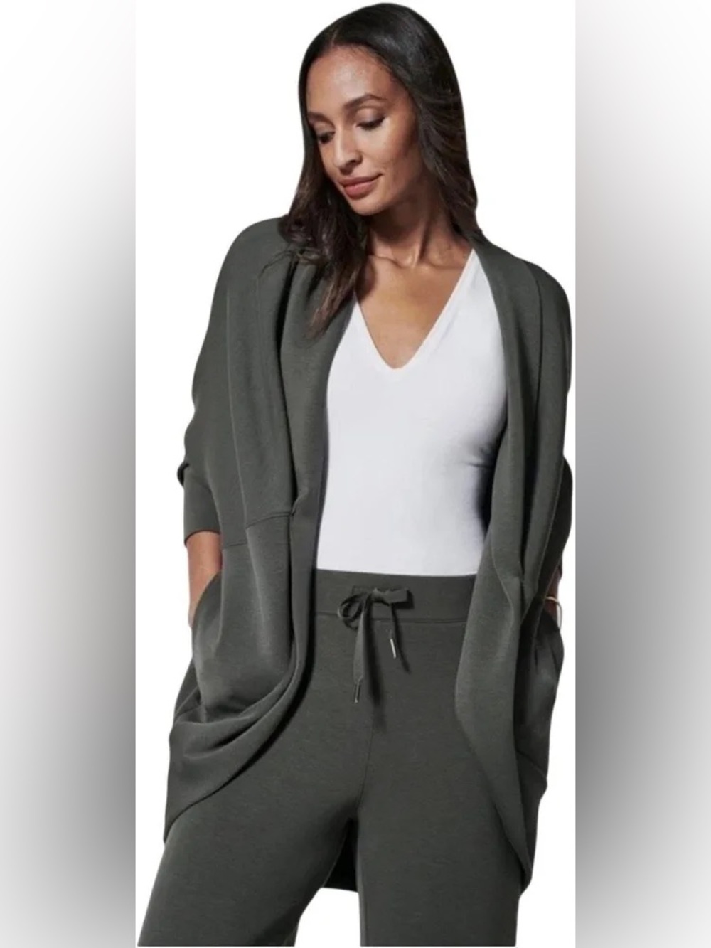 Spanx AirEssentials Cocoon Cardigan in Dark Palm